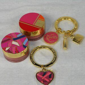 2 new Estee Lauder Pink Innocence Shimmer Lip Gloss + 2 small key chains